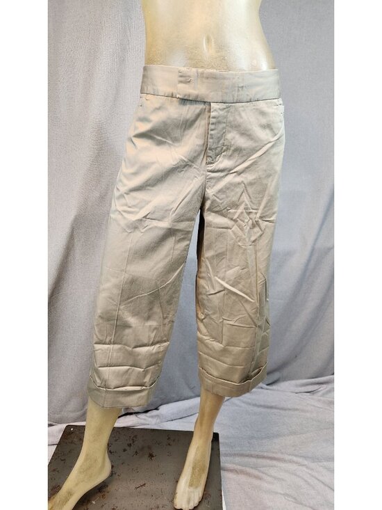 Merona Pants - Merona Size 12 LARGE Khaki Flat Front Cropped Capri Pants Slacks Womens